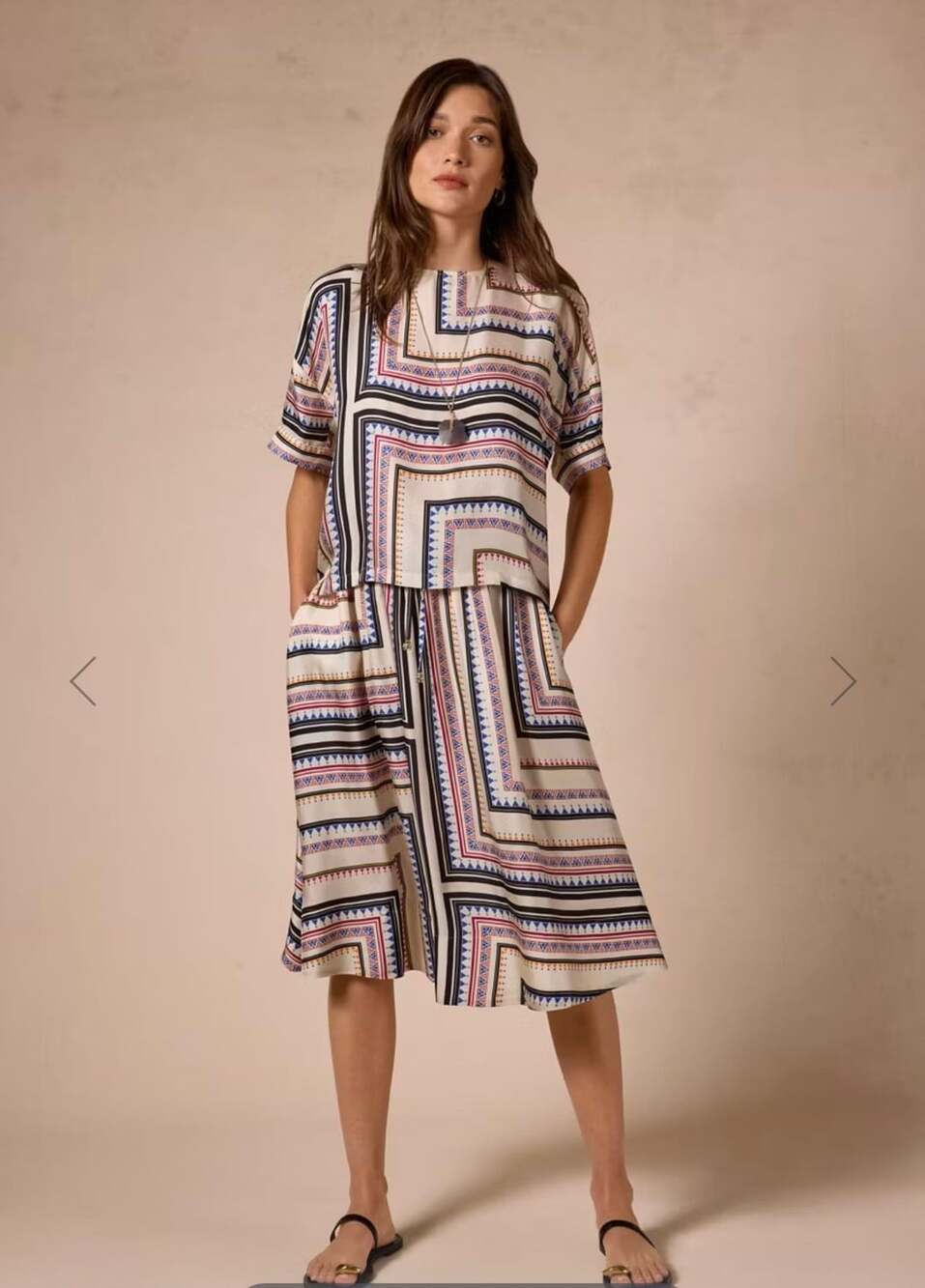 Johnny Was Jade Arden Oversized Geometric-print Blouse